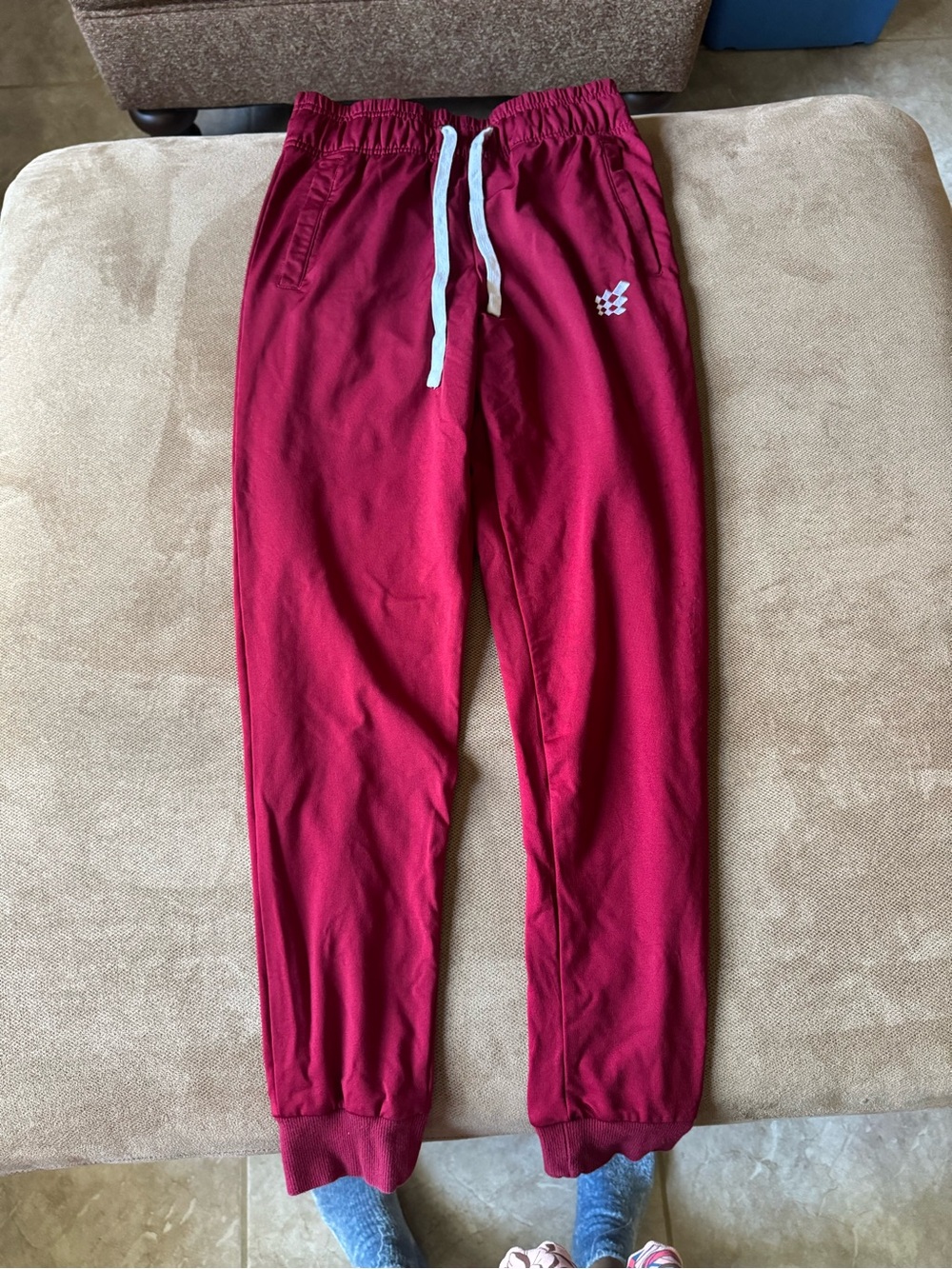 Kids Maroon Drawstring Jogger Pants